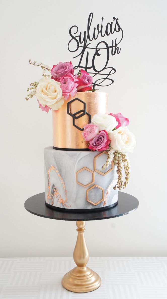 Rose gold modern cake by Cakes2Cupcakes