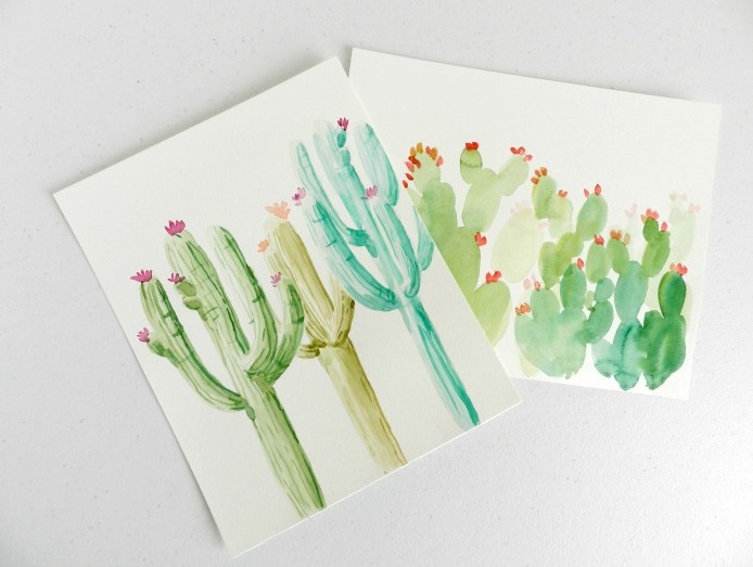 Discover two ways to create watercolor cactus paintings to hang in your home.