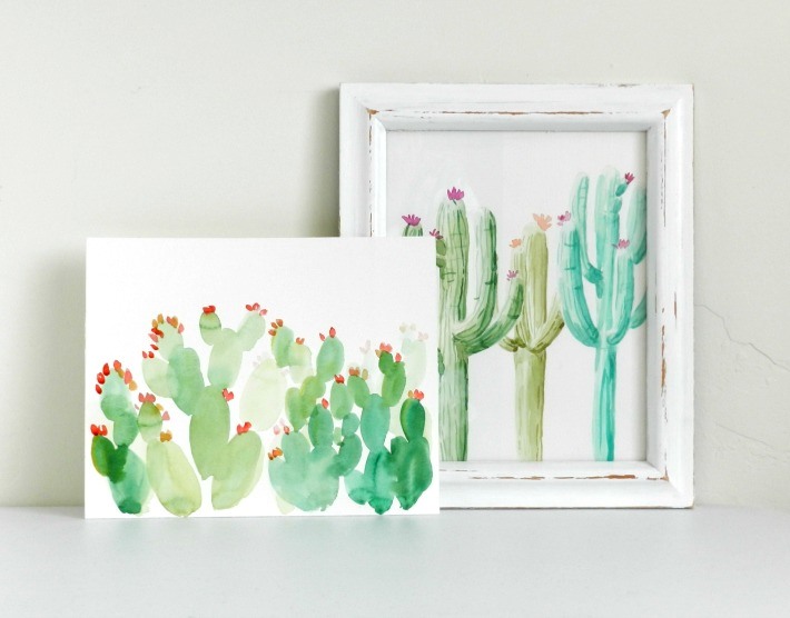 Learn to paint two styles of watercolor cactus with this free tutorial!