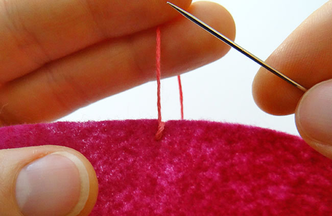 Pull thread straight up to tighten the Blanket Stitch