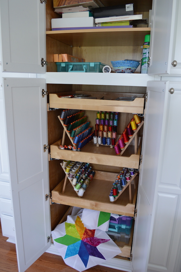 Kimberly Einmo's sewing room organization