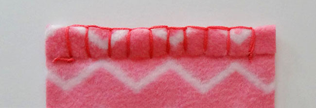 Wrong side of a finished Folded Blanket Stitch