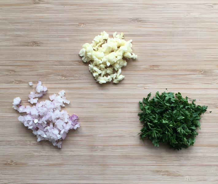Chopped shallots, garlic and parsley