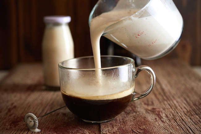 Pour Eggnog Foam Over Coffee