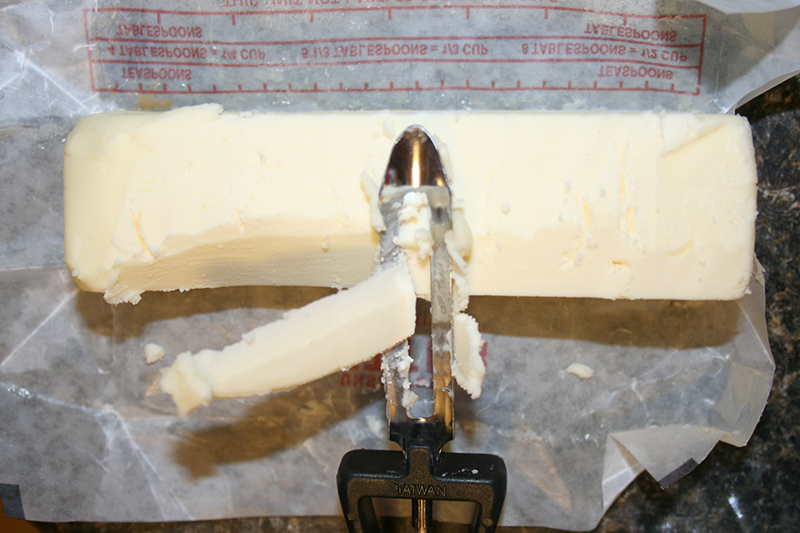 Peeling butter to soften it quickly