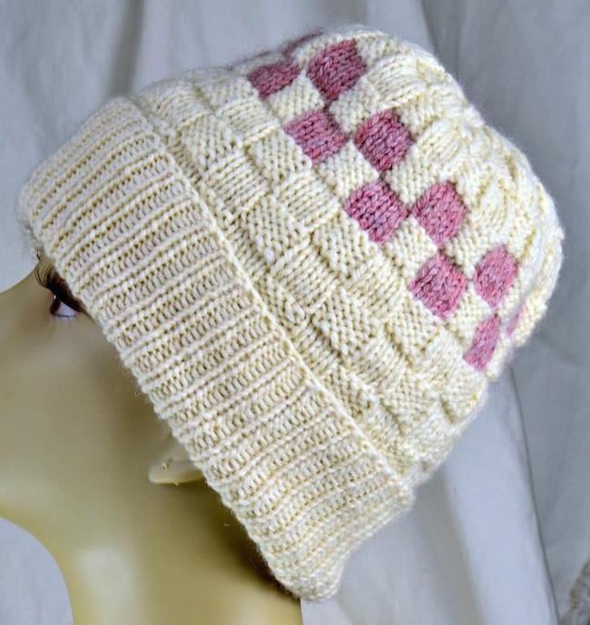 Checkerboard Slouch Hat FREE Knitting Pattern