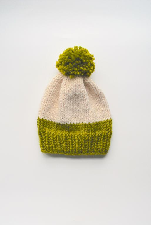 Knit Slouchy Pom Pom Hat FREE Knitting Pattern