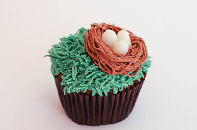 Buttercream Bird's Nest Made with a Grass Icing Tip