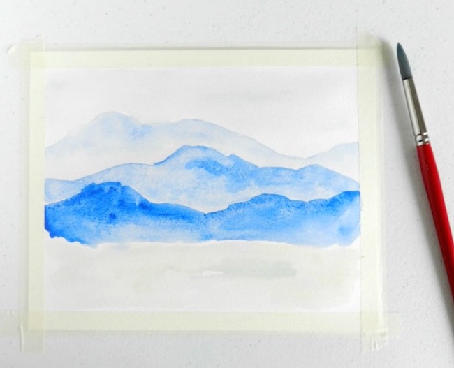 Add the foreground of your watercolor mountain painting