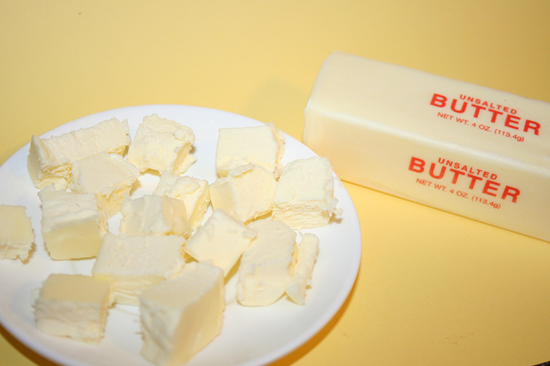 Quickly soften butter by cutting it into pieces