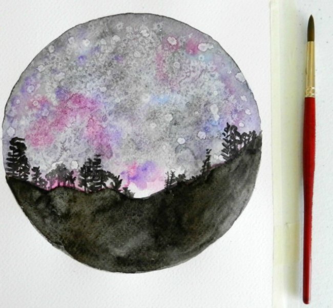 starry night sky landscape