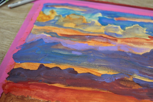 sunset acrylic painting glazing (detail)