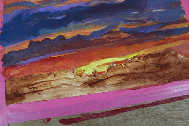 sunset acrylic painting (detail)
