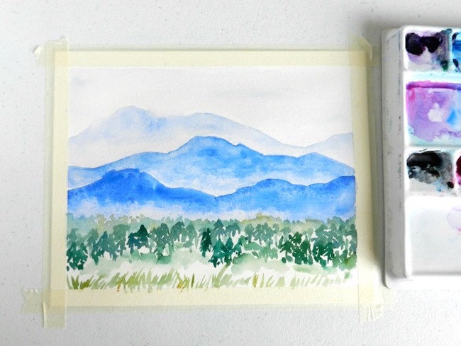 Easy Watercolor Mountain Painting