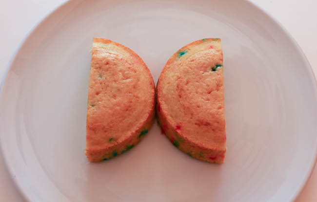 Round Cake Half Arranged for Butterfly Cake