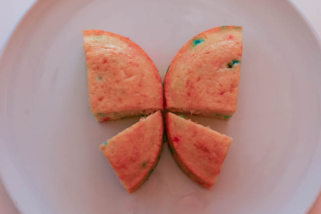 Cut Cake Arranged for a Butterfly Cake