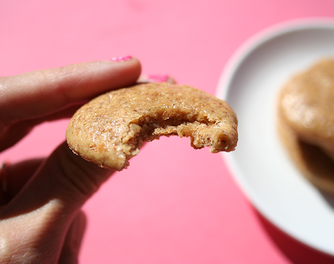 Bite of almond butter cookie