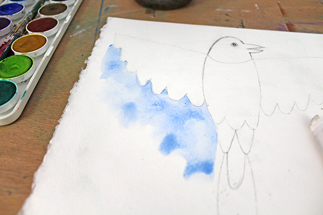 watercolor painting of bird for cut-out art