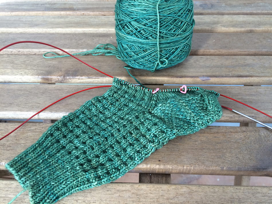 In-progress knit sock