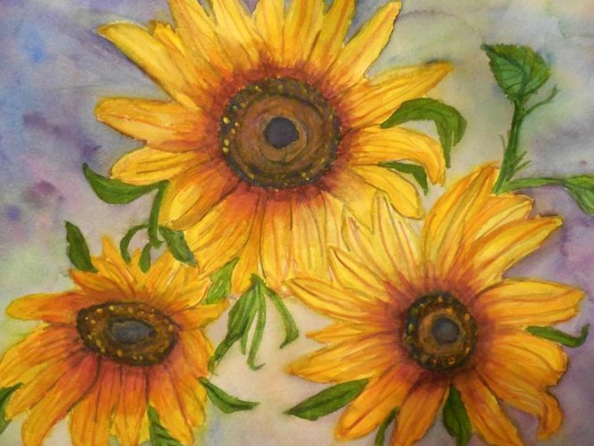 Sunflowers Watercolor Painting