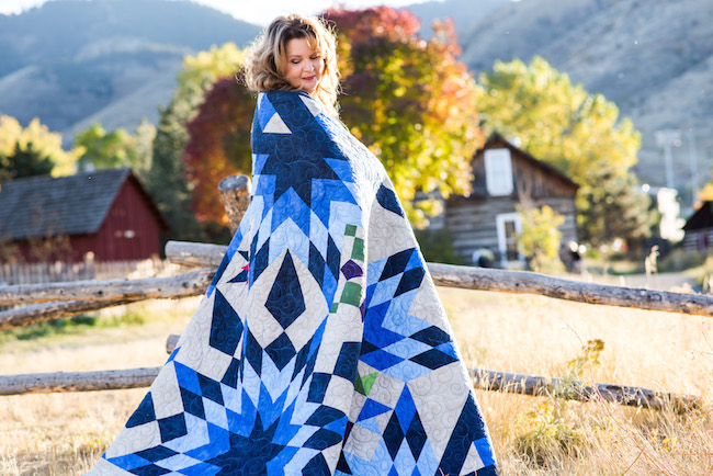 Nancy McNally and her Blazing Star Quilt