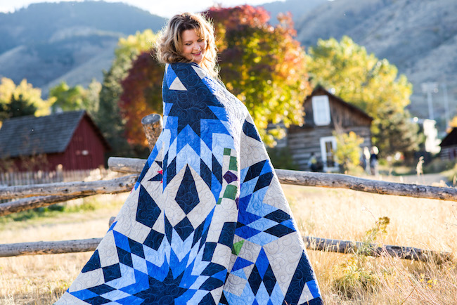 Nancy McNally and her Blazing Star Quilt