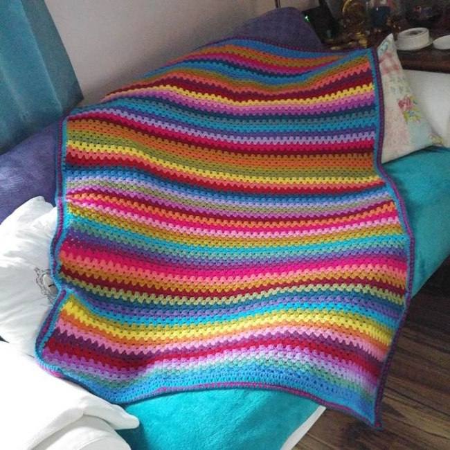 Granny stripe crochet pattern lap blanket by Crafternoon Treats