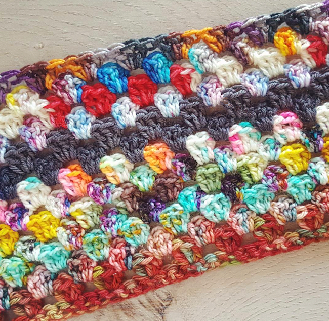 Granny stripe crochet pattern scrappy blanket by AndreSueKnits