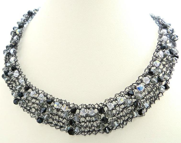 Crystal and Wire Knitted Necklace Pattern