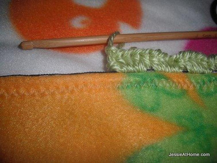 fleece blanket with crochet edging