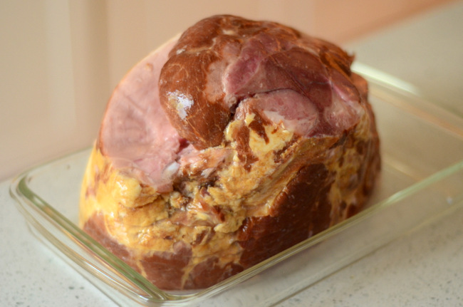 Holiday Ham, ready to be glazed with brown sugar