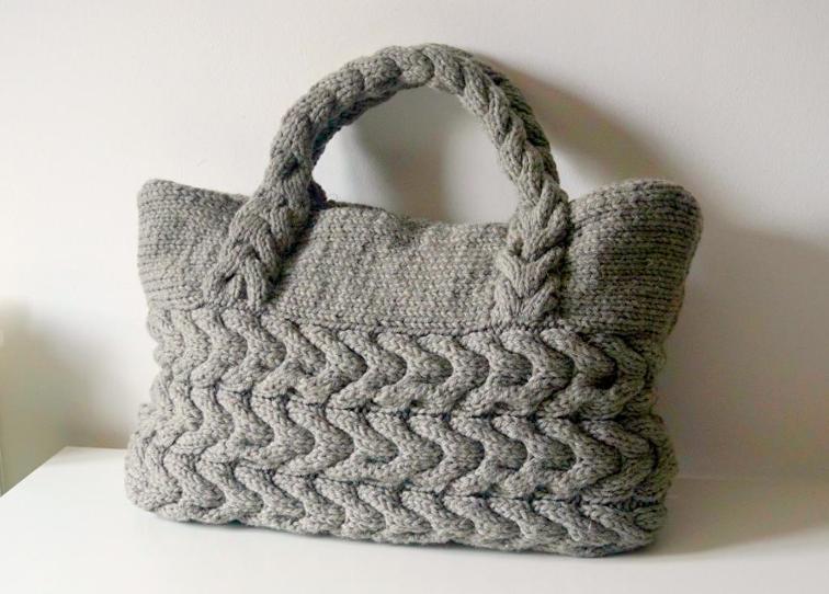 Grey Cable Tote Bag Knitting Pattern