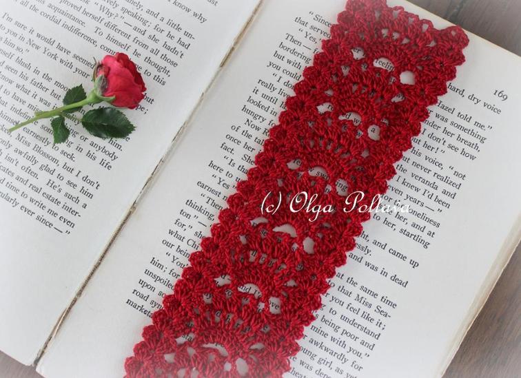 red lace bookmark crochet pattern