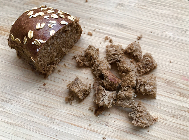 cubed bread for vegan bread pudding