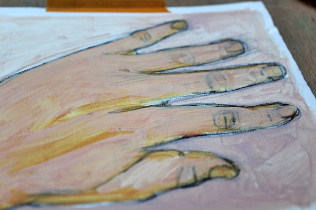 Second layer of painting hands