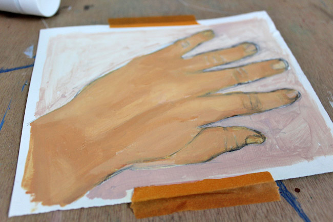 third layer of painting hands detail 