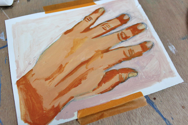 painting shadows on hands