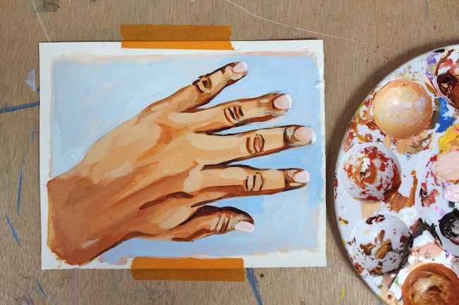 painting hands finish in acrylic 