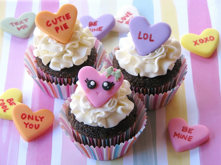 Conversation Heart Cupcakes