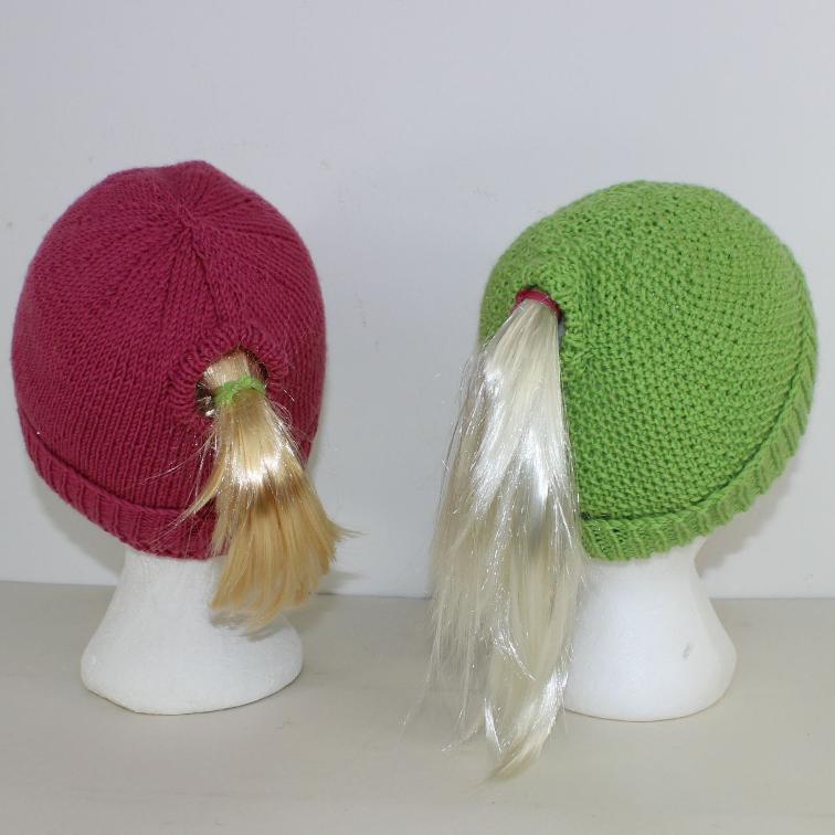 Ponytail Beanie Hats Knitting Pattern