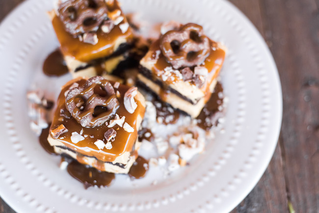 Double-Decker Peanut Butter and Caramel Brownies