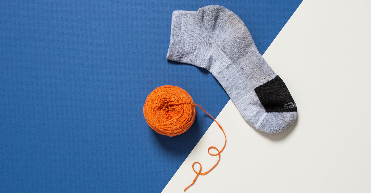 #CraftSavvy Tip No. 11: Did the laundry eat one of your socks? Put your yarn inside the remaining sock to keep center-pull balls nice and tidy in any bag.