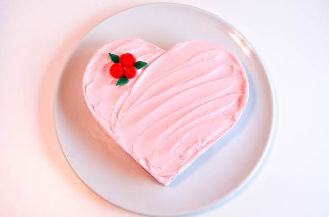 Easy Heart Cake with Candy Roses