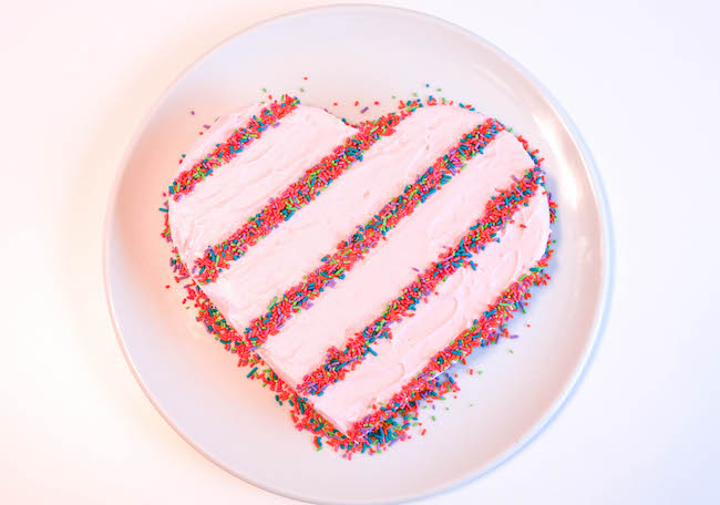 Sprinkle Stripe Heart Cake