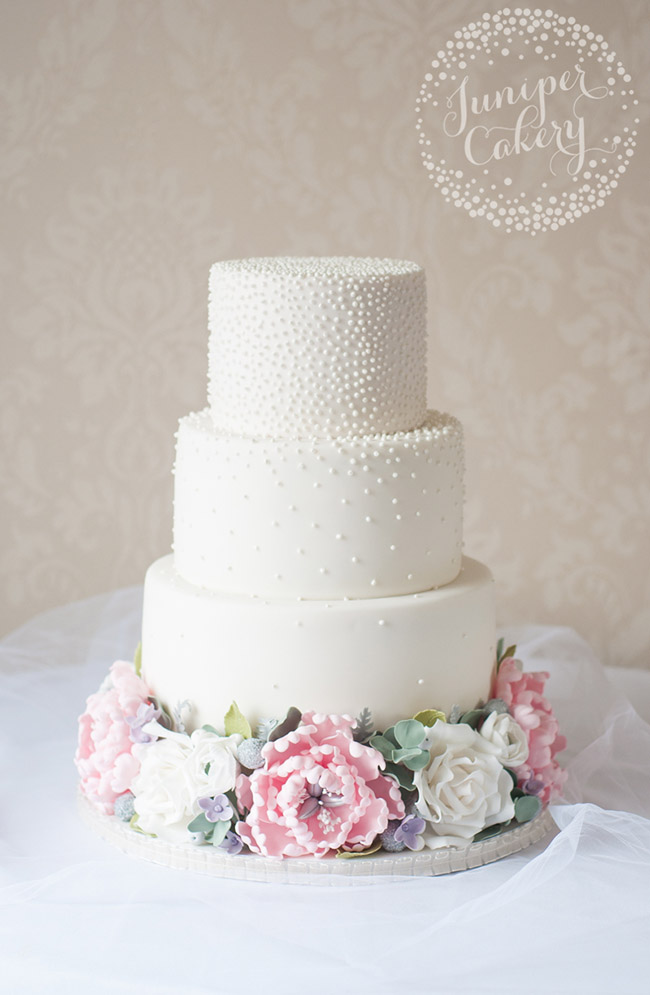 Floral crown wedding cake by Juniper Cakery