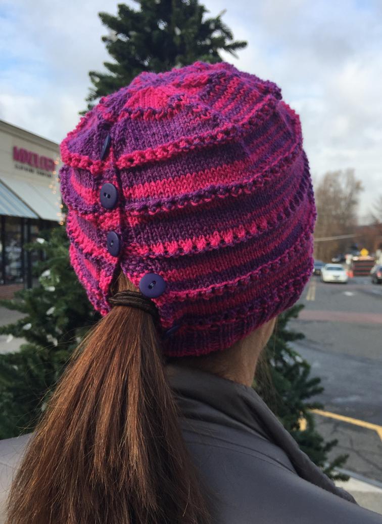 Ridges Ponytail Hat Knitting Pattern