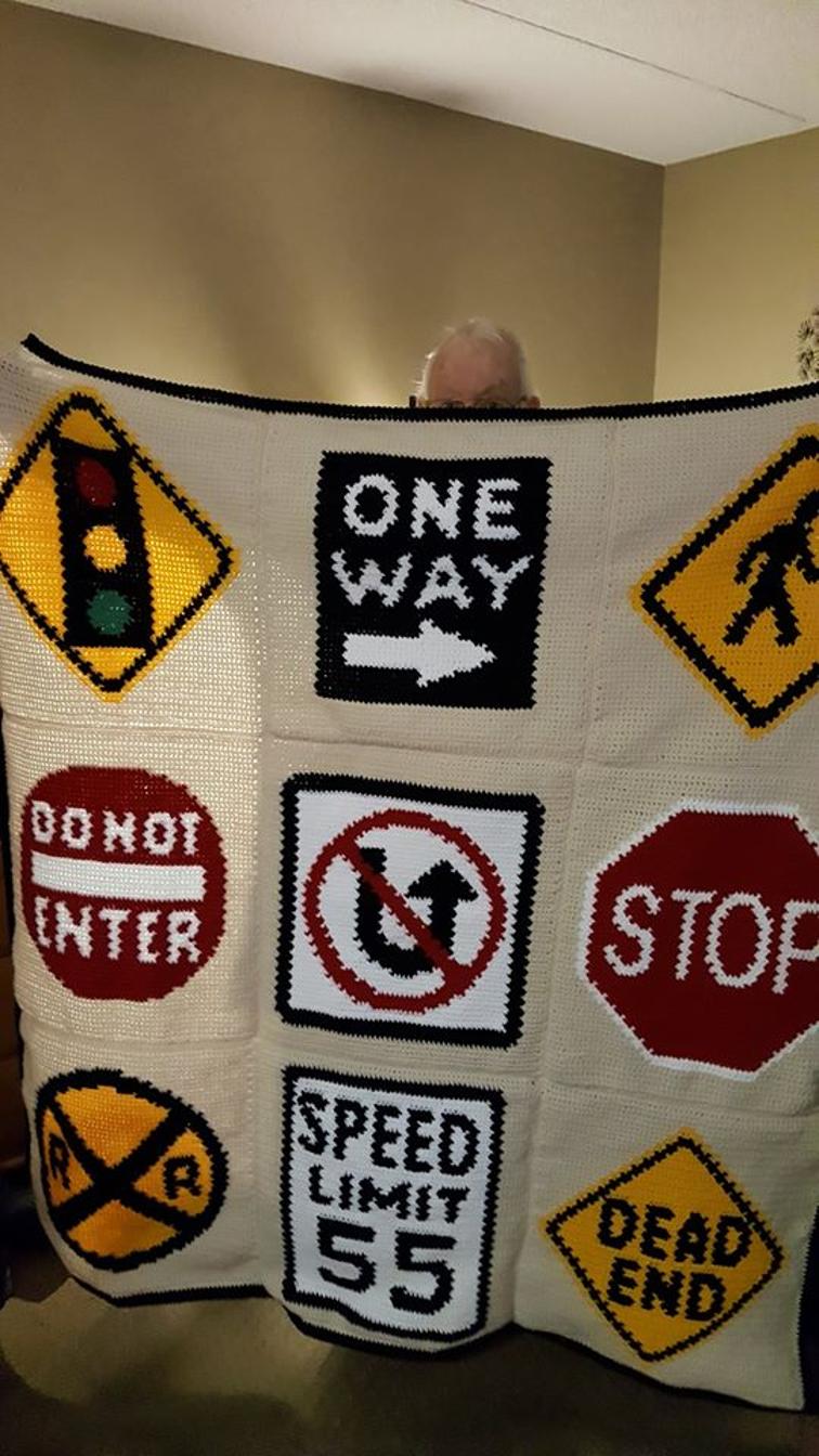 Street Signs Crochet Blanket