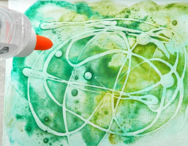 Abstract Watercolor painting with glue