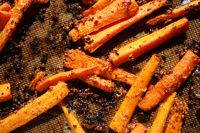 Carrot fries, cooked