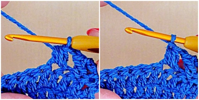 Crochet puff stitch tutorial close with chain